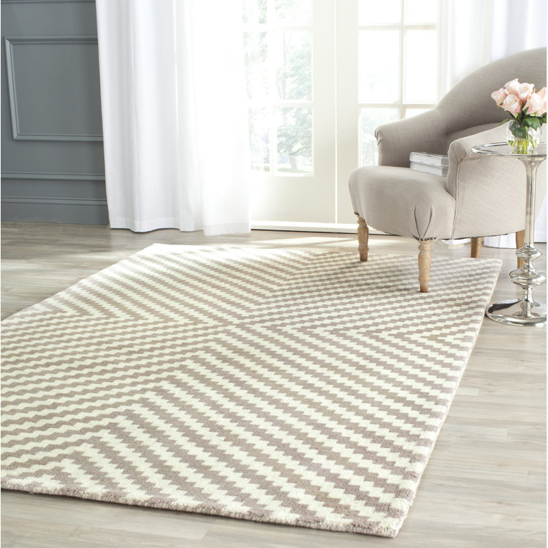 Sanyla Hand Tufted Wool Geometric Rug, Rectangle 4' x 6'