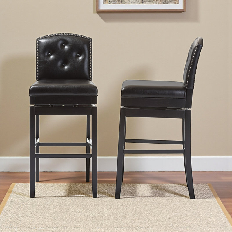 Chareese Swivel Upholstered Faux Leather Counter Stool, Brown