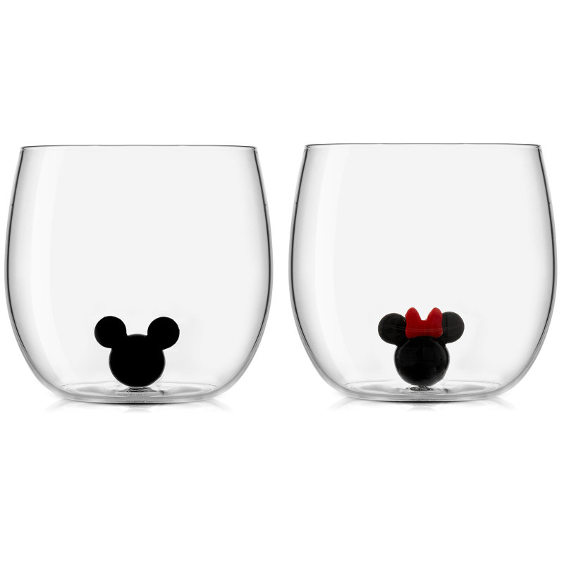 Verre à vin sans pied JoyJolt Disney Mickey & Minnie Icon