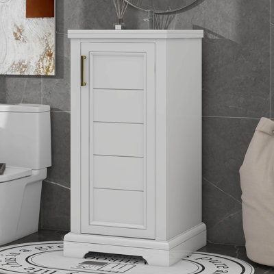 Meuble-lavabo de 16 pouces avec lavabo, petit meuble-lavabo rétro avec tablette réglable