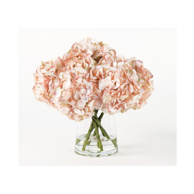 Faux Blush Hydrangea Centerpiece in Faux Water