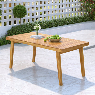 Caris Outdoor Acacia Wood Dining Table With Slatted Top