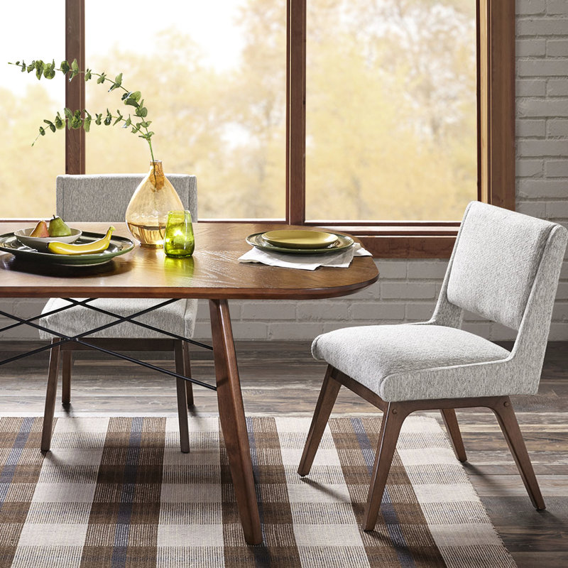 Chaise de salle à manger 2 - Assise et dossier rembourrés gris avec capacité de charge de 300 lb en bois de pacanier de 4,75 po et 2 chaises d'appoint