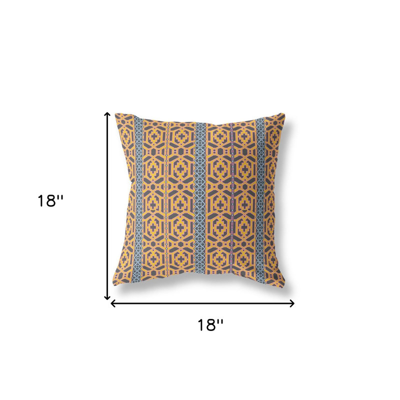Coussin 18 po x 18 po Broadcloth, Brun / jaune