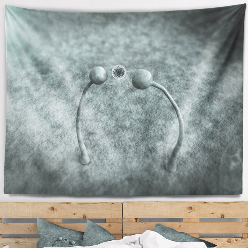 Tapisserie champignons sur surface en cuir landscape, H 68 po x l 80 po