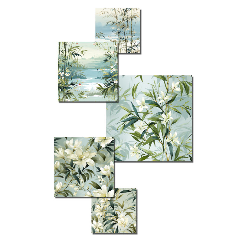 Herne - ensemble d'art mural floral de 5