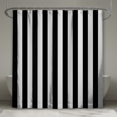 Black White Stripes Shower Curtains Extra Long