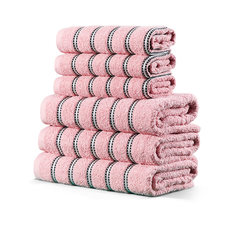 Luxury Cotton Striped Bathroom Towels, Super Soft , Highly Absorbent & Quick Dry – Includes Hand Towels & Bath Sheets, Pink