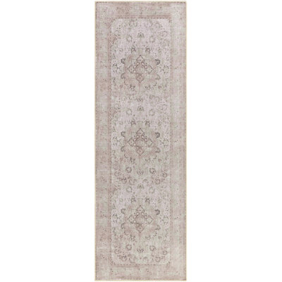 Cyrie Machine Washable Medallion Cream Area Rug