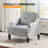 31" W Linen Sloping Handrail Small Bedroom Chairs Mid Century Modern Accent Chair -470367114
