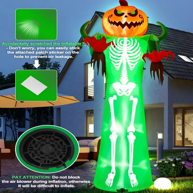 Décoration d'Halloween gonflable 12 pi 12 pi avec lumière DEL et citrouille géante pour Halloween