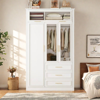 Wardrobe Armoire With Led, 3 Drawers, Hanging Space And Storage Cabinet by Ivy Bronx