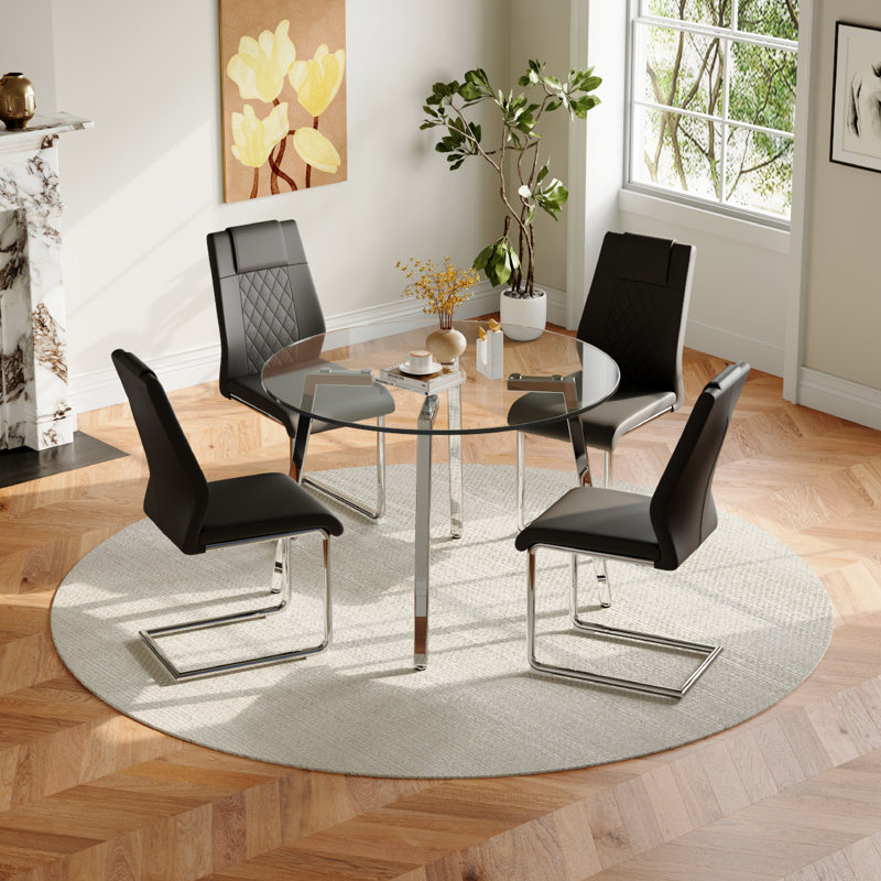 Ensemble repas en verre, 5, Argent, Noir / argent