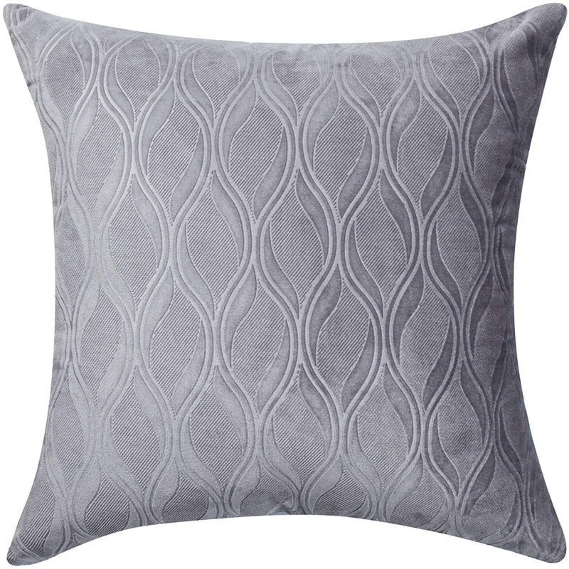 Housse de coussin carré en velours, Gris
