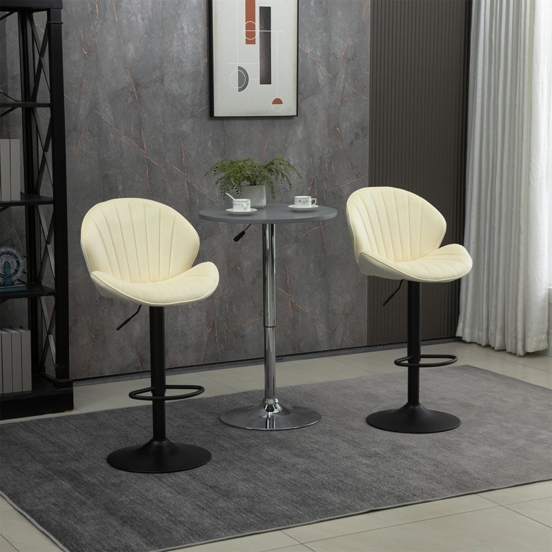 Ensemble de 2 tabourets de bar, Crème, crème