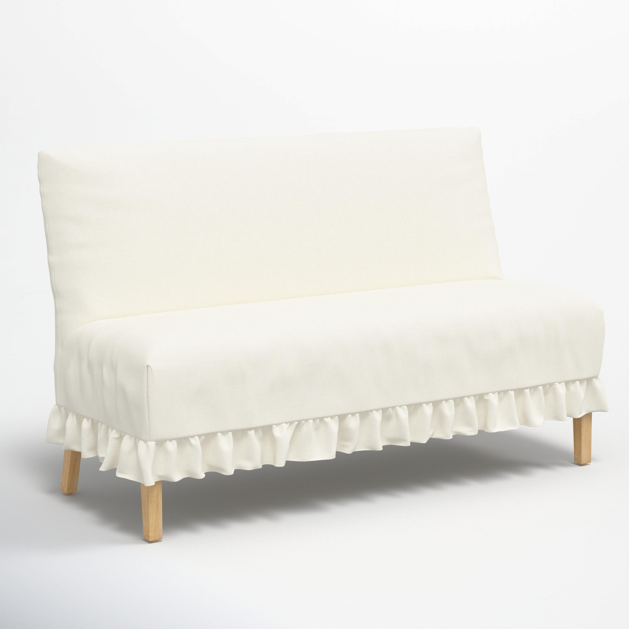 Maggie Slipcover Dining Banquette, Zuma White Textured Linen