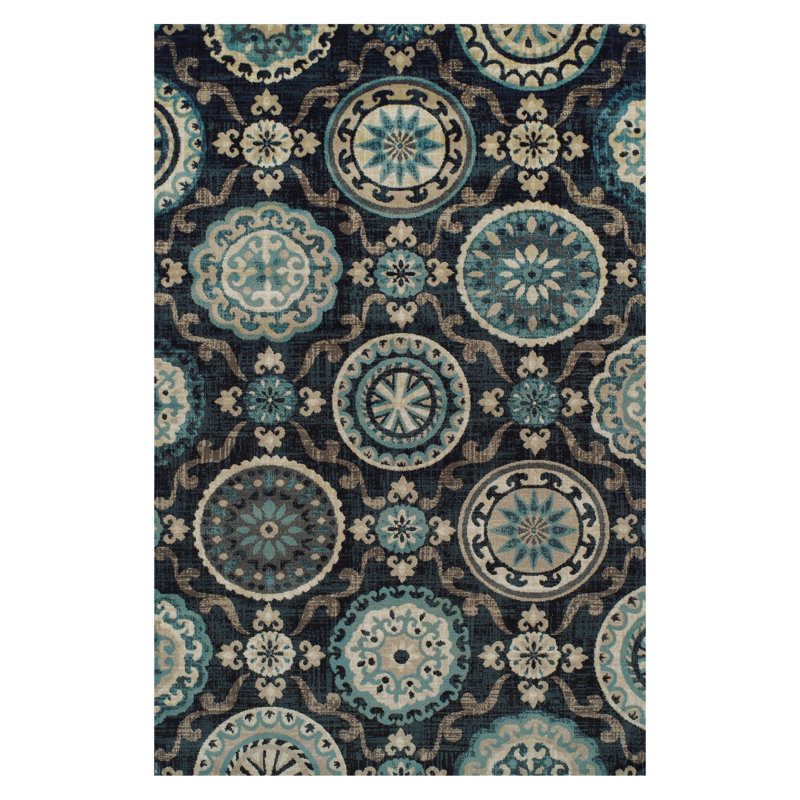 Tapis intérieur moderne à médaillons J retj Abner, Rectangle de 5 pi x 8 pi