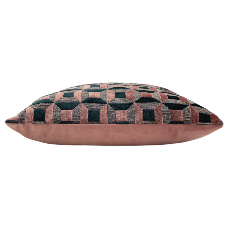 Geometric Square Cushion, Feathers, Blush/Navy