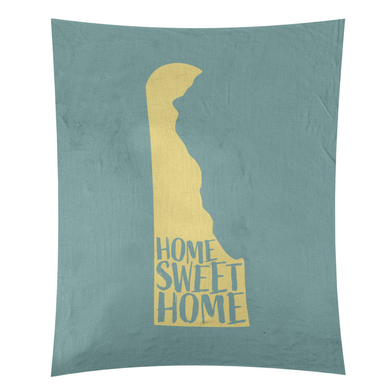 Tapisserie Home Sweet Delaware, H 27,5 po x l 37,5 po, Bleu sarcelle/jaune