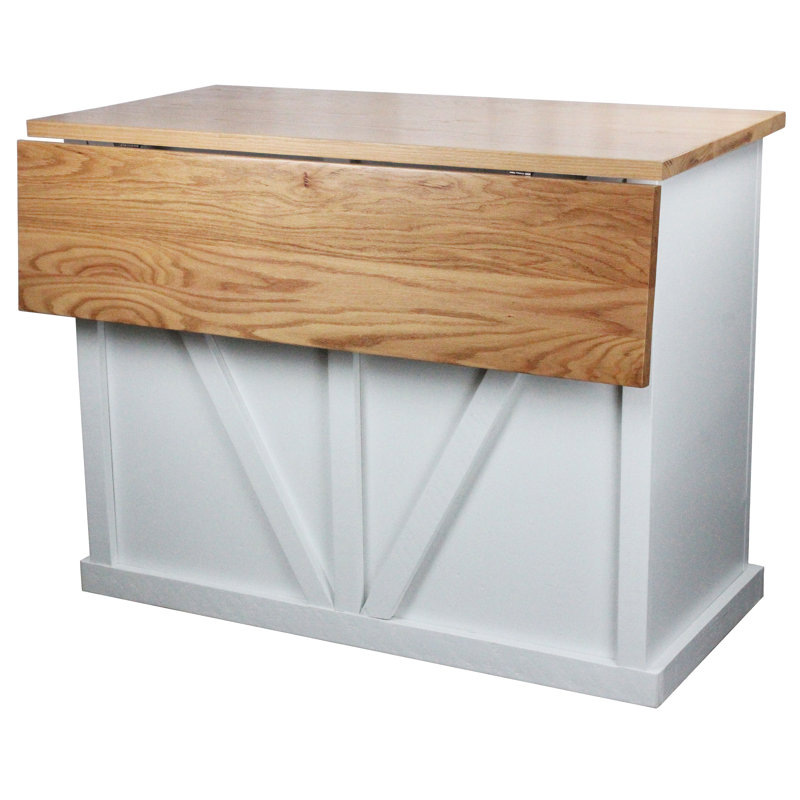 Crozet Kitchen Island, Bright White, Oak Butcher Block
