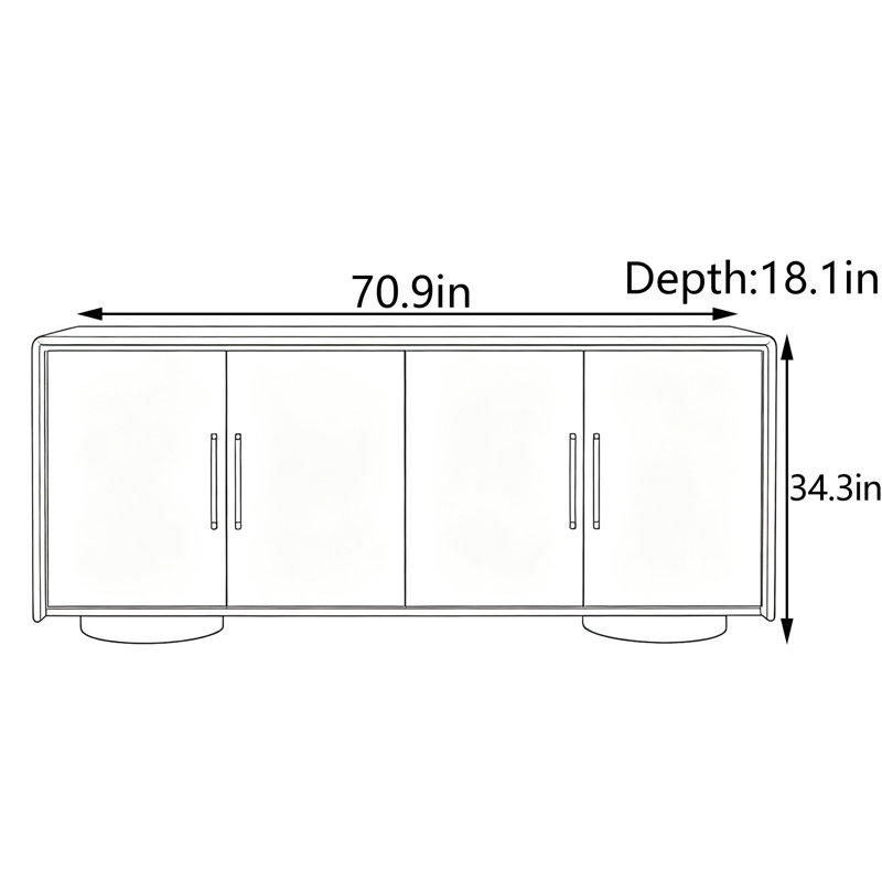 Armoire d'entrée Mid-Century, H 34,3 po x l 70,9 po x P 18,1 po