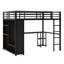 Structure de lit mezzanine avec garde-robe, bureau et tablettes de rangement