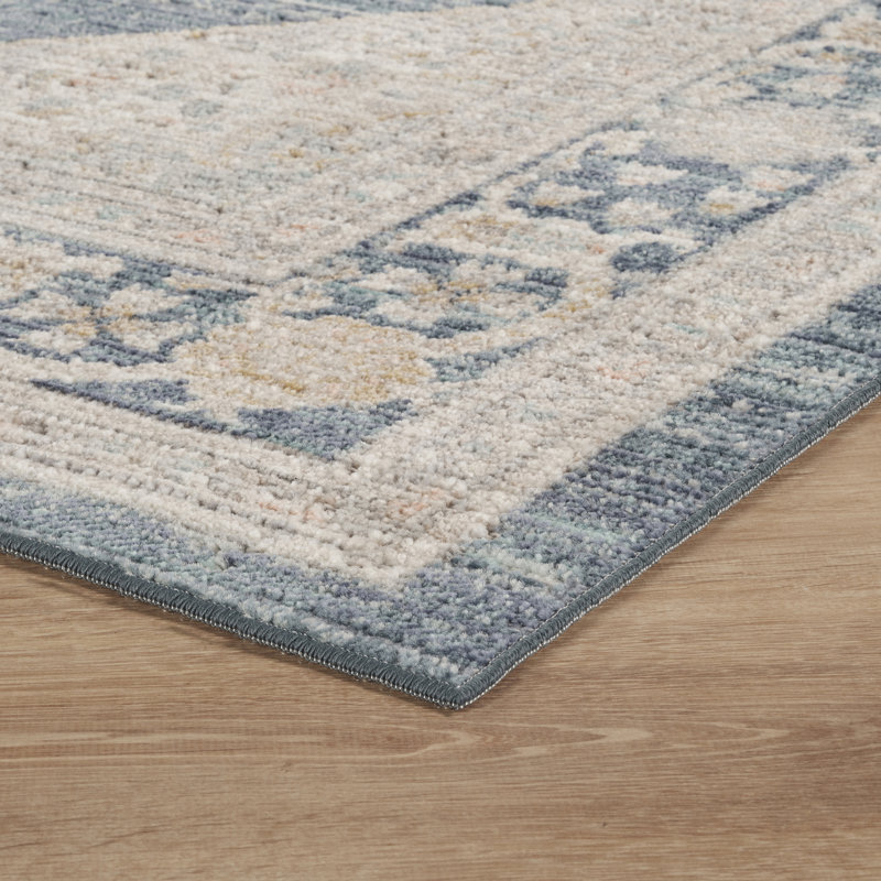 Washable Living Room Traditional Orchid Floral Area Rug – Soft Polypropylene Weaving, Low Pile, Non Slip Cotton Backing for Elegant Indoor Spaces, Navy