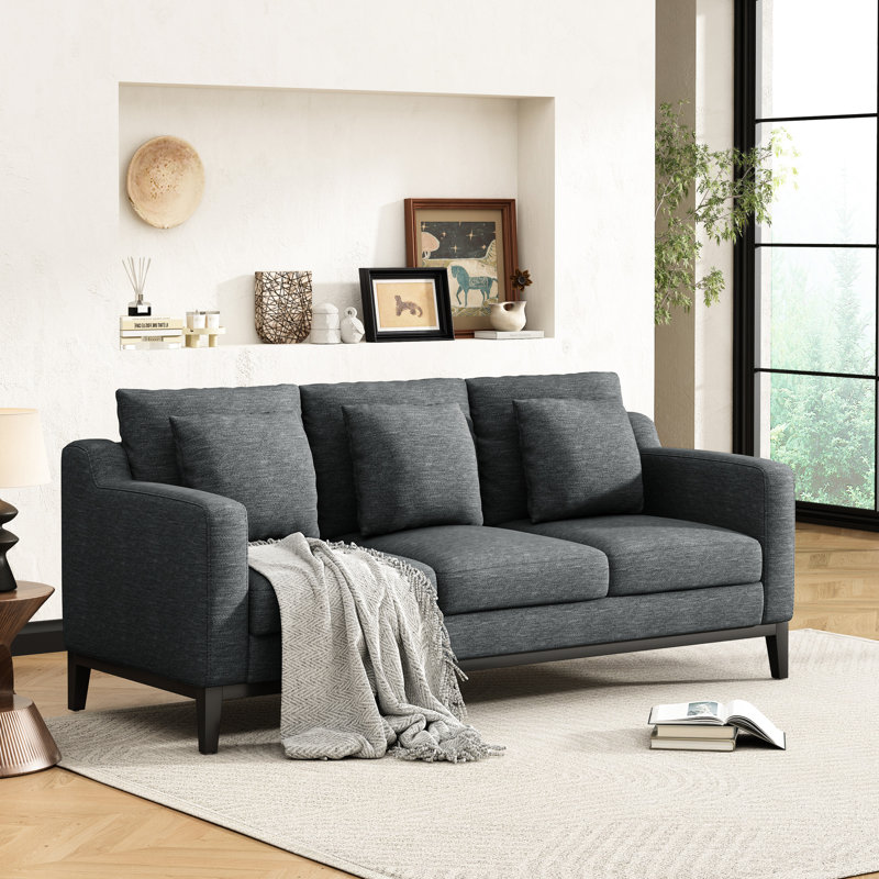 Gris anthracite avec 3 sièges confortables et pieds en bois, Gris anthracite