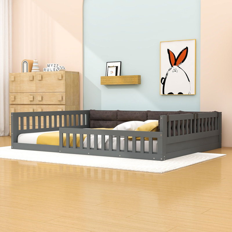 Lit plateforme tapissier Tarena, gris