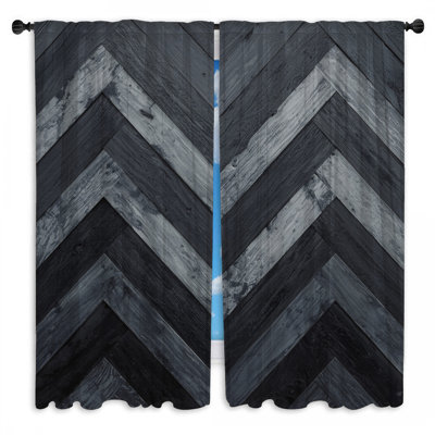 Chevron Wood Texture Window Curtains  Chevron Sheer & Room Darkening - 2 Panels