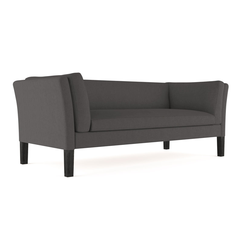 Charlton Flared Shelter-Arm Sofa, 31" H x 72" W x 33" D, Box Weave Linen Graphite, Ebony
