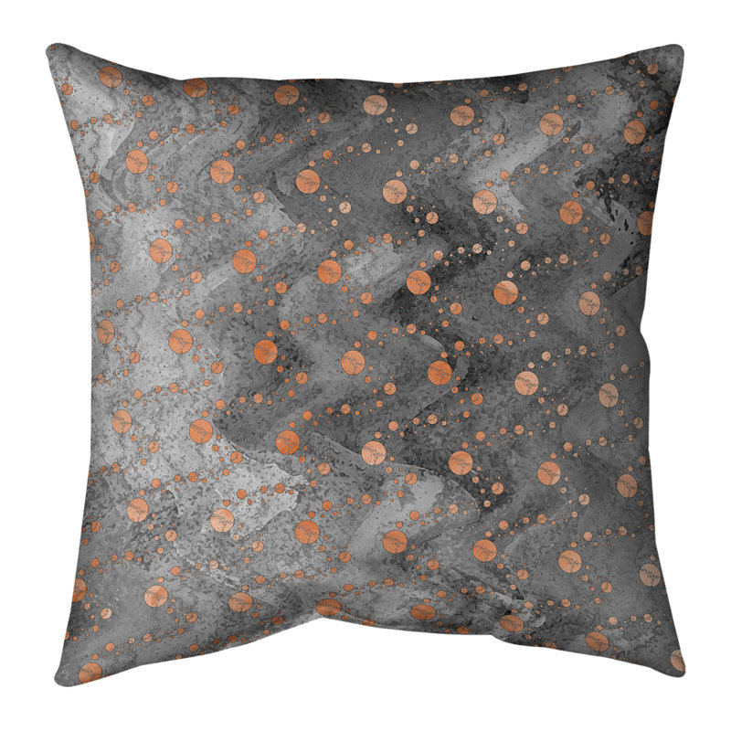 Housse et insert de coussin carré Katelyn Elizabeth Planets Stars, Pas de bourre, H 18 po x l 18 po, Orange / Noir