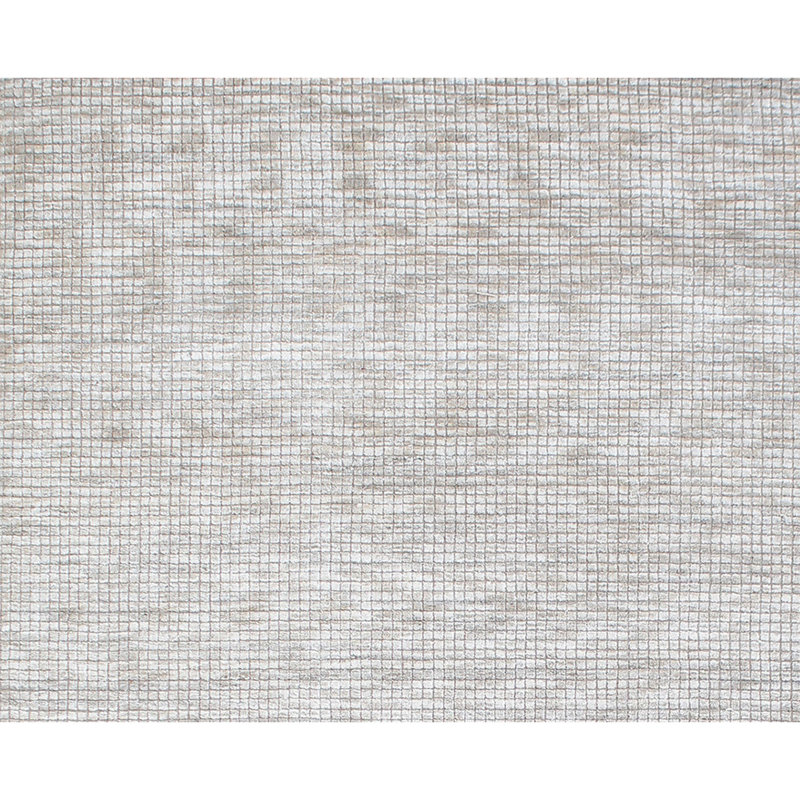 Hand Knotted Area Rug in White/Silver, Rectangle 6' x 9'