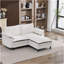Canapé en L 70,87 po à deux tons en forme de L noir et blanc, canapé modulaire avec repose-pieds, assise profonde en chenille 2 places et coussin - parfait pour le salon, la chambre à coucher, un appartement