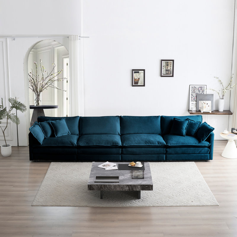 Canapé modulaire en chenille bleu 4 po: confortable et fonctionnel