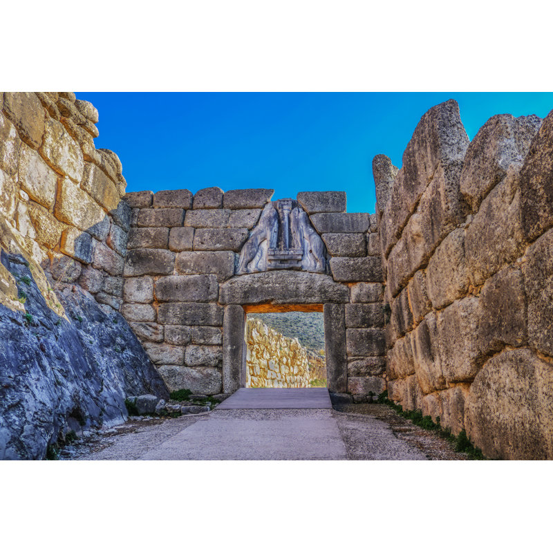 Delme, lumière grecque brillante du mur de roche antique de Mycènes sur toile par Susan Vineyard, photographie