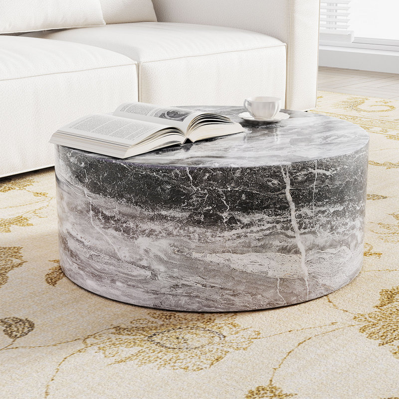 23.6"  Round Coffee Table, Gray, 11.8" H x 23.6" L x 23.6" W