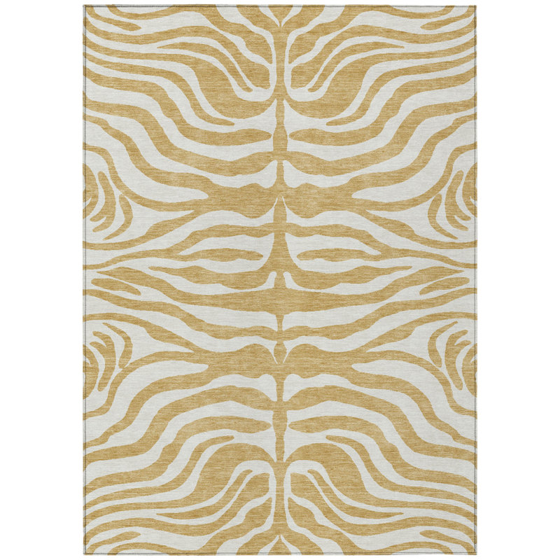 Tapis intérieur lavable à motif animal doré 9 pi x 12 pi