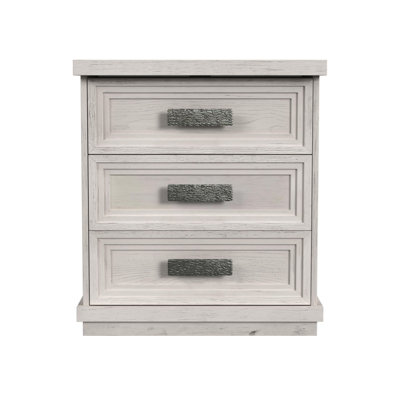 Table de chevet 3 tiroirs avec USB Wealdstone en blanc antique