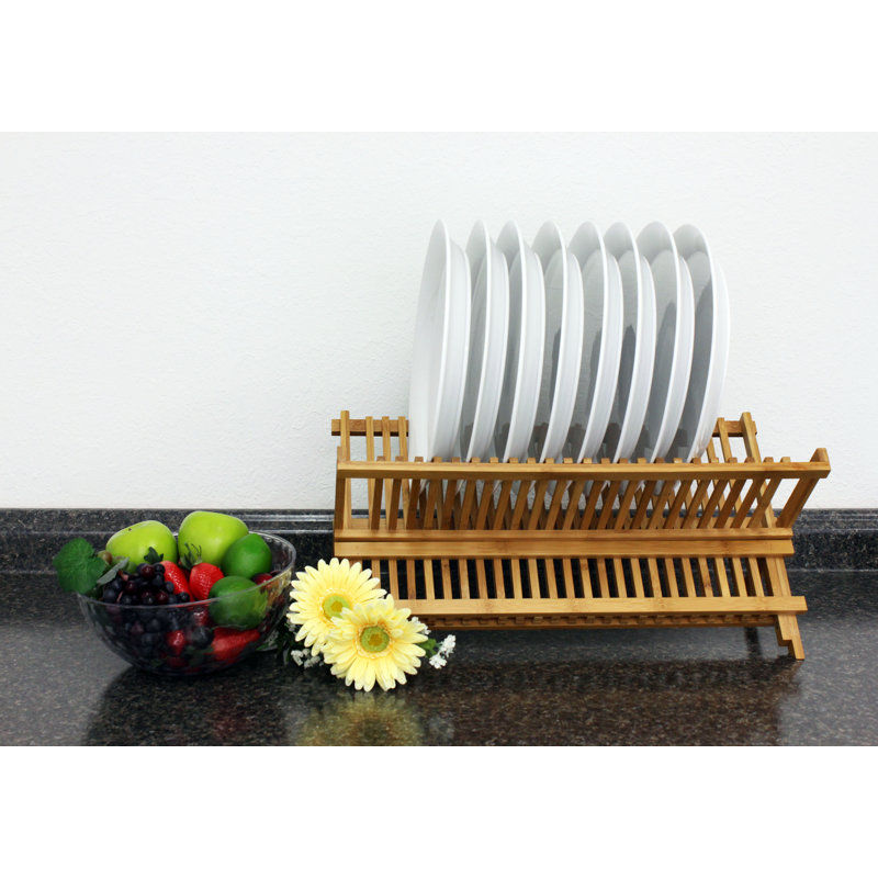 20" Natural Bamboo Foldable Dish Rack