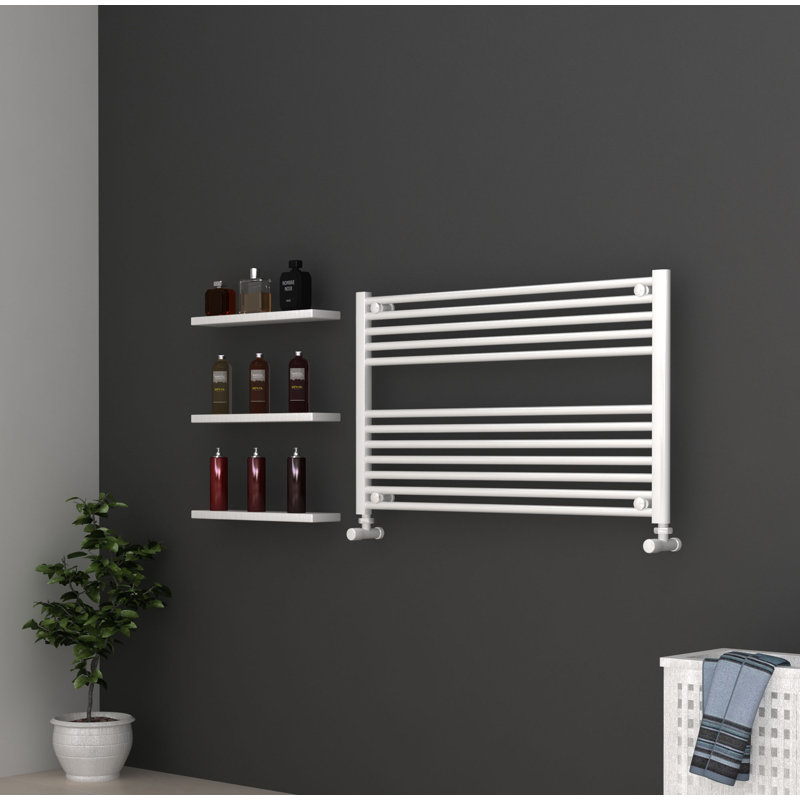Shaunna Straight Towel Rail Heated Towel Rails, White, 60cm H x 100cm W x 3cm D
