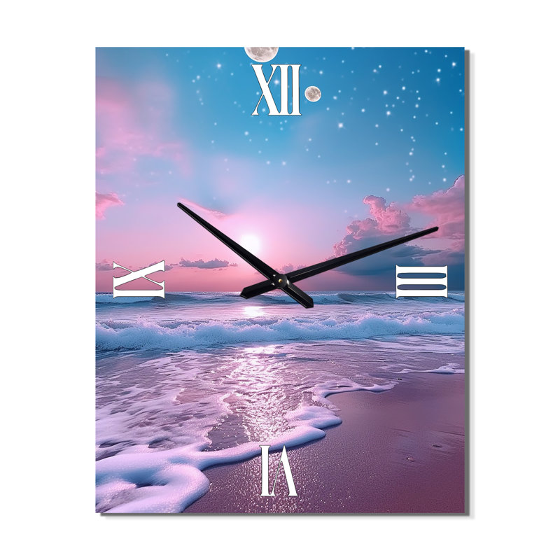 Horloge murale plage - Sunset Serenity By Ocean, Grand