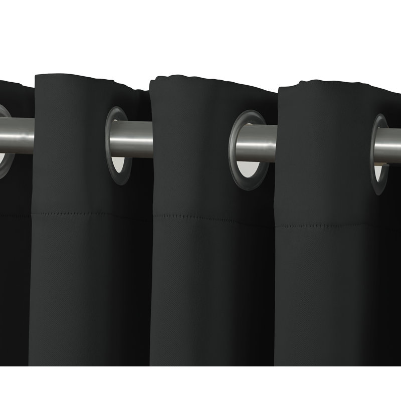  Panneau de rideau simple 1 pièce uni avec œillets, Noir, noir, noir, noir, L 38 po x L 84 po