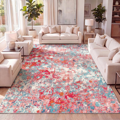 Tapis bleu / rouge Lasley Contemporary