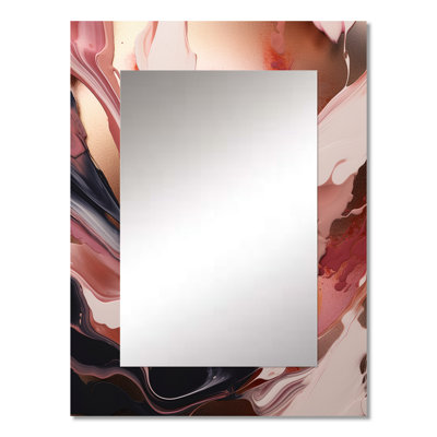 Ocean Waves Fluidity In Marble IV - Marble Unique Wall Mirror, Red Mirror, Printed Metal Art