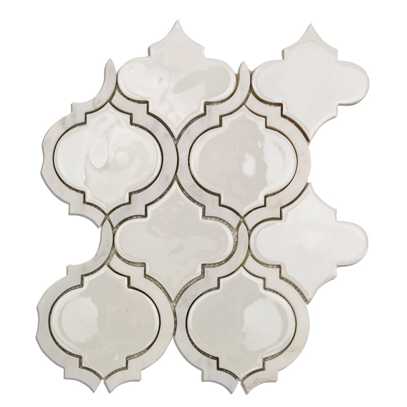 Divine Arabesque 4" x 3" Ceramic Mosaic Tile (0.80 Sq. Ft. / Sheet), Glacier White