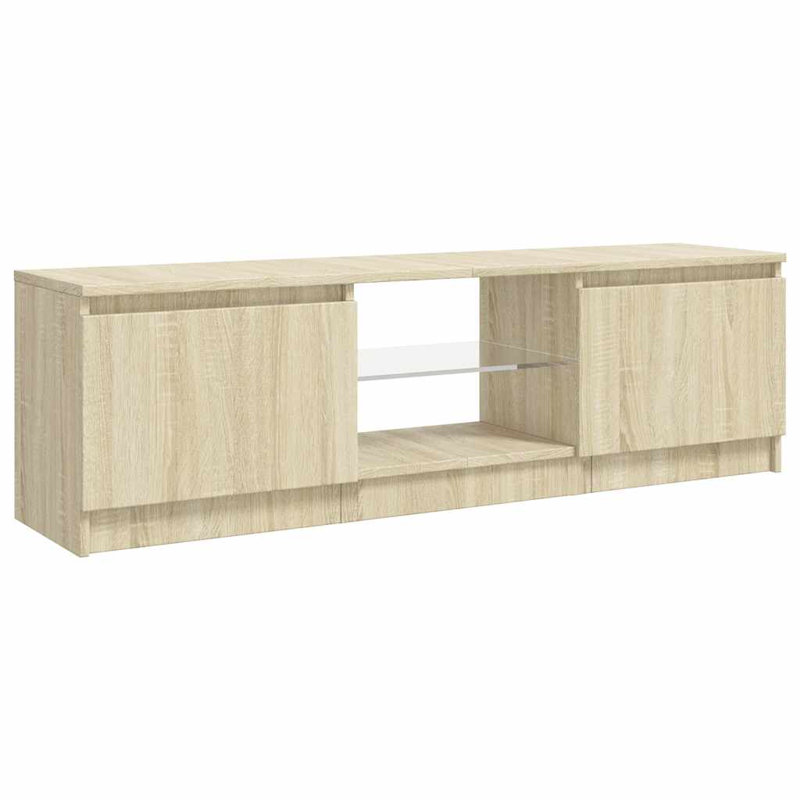 Labonte  TV Cabinet with LED Lights 120x30x35,5 cm, Sonoma Oak, 35.5cm H x 120cm L x 30cm W