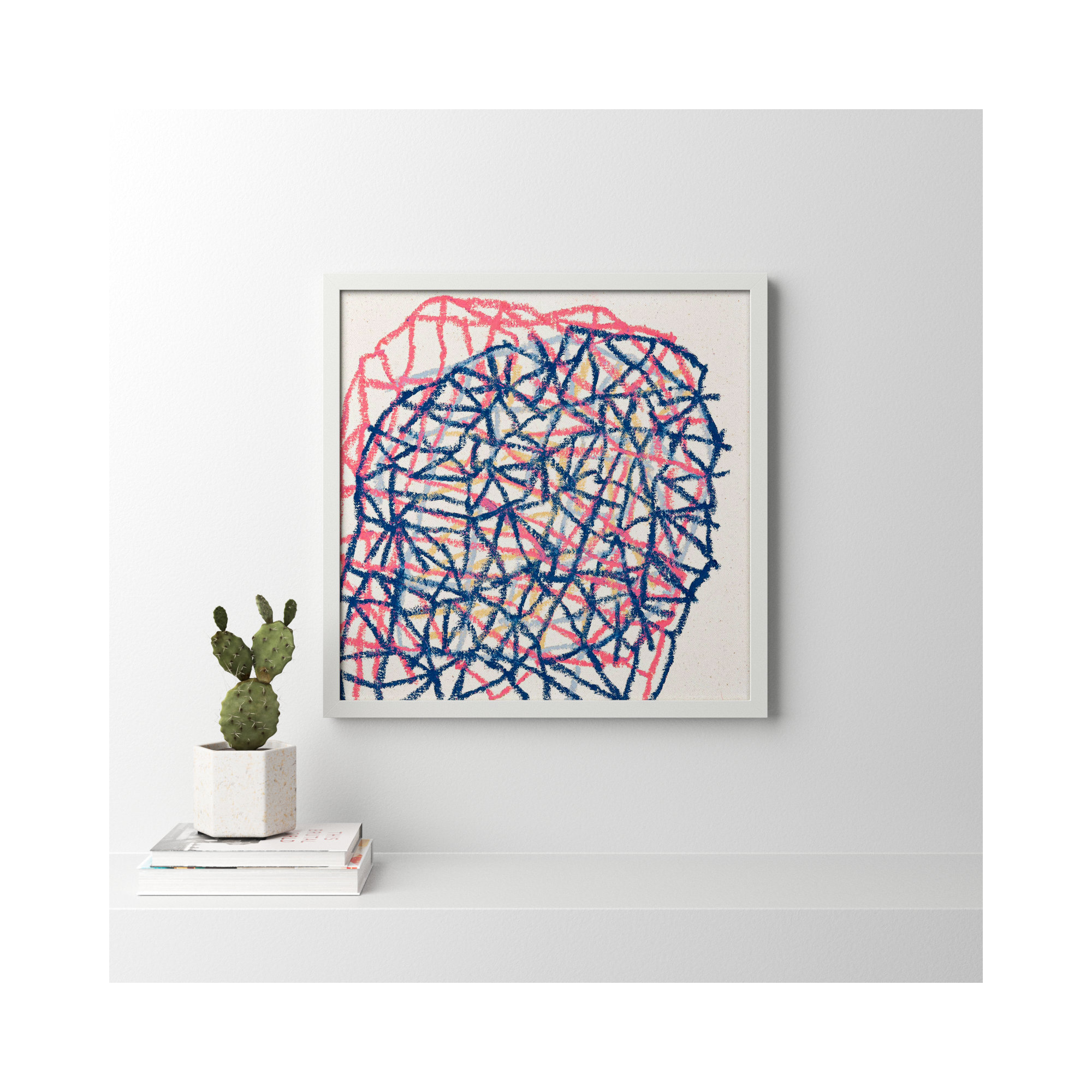 Pink Tangle by Stephanie Dennis, 30" H x 30" W  x 1.25" D, White