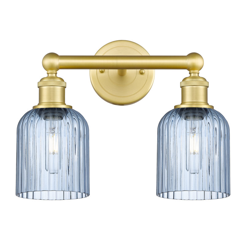 Abat-jour de salle de bain 2 lumières Edison Addeline 14 po, Or satiné, Bleu