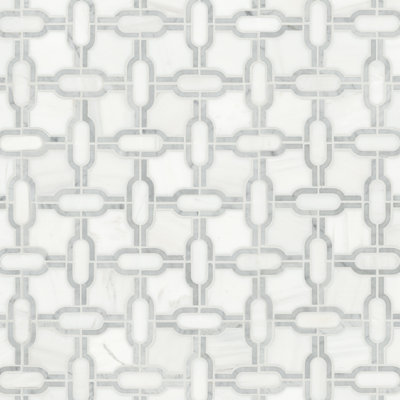 Calabria Frost Grid 12 in. x 12 in. Polished Marble Mosaic Floor and Wall Tile